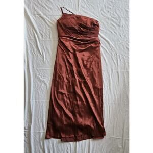 Galina Signature One Shoulder Satin Long Gown Maxi Dress Size 18